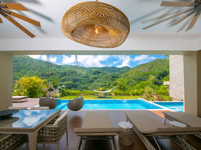 Impressive 4 Bedroom Modern Villa with 360° Views of the Indian Ocean & Surrounding Hillside for Sale on Praslin Island, Seychelles