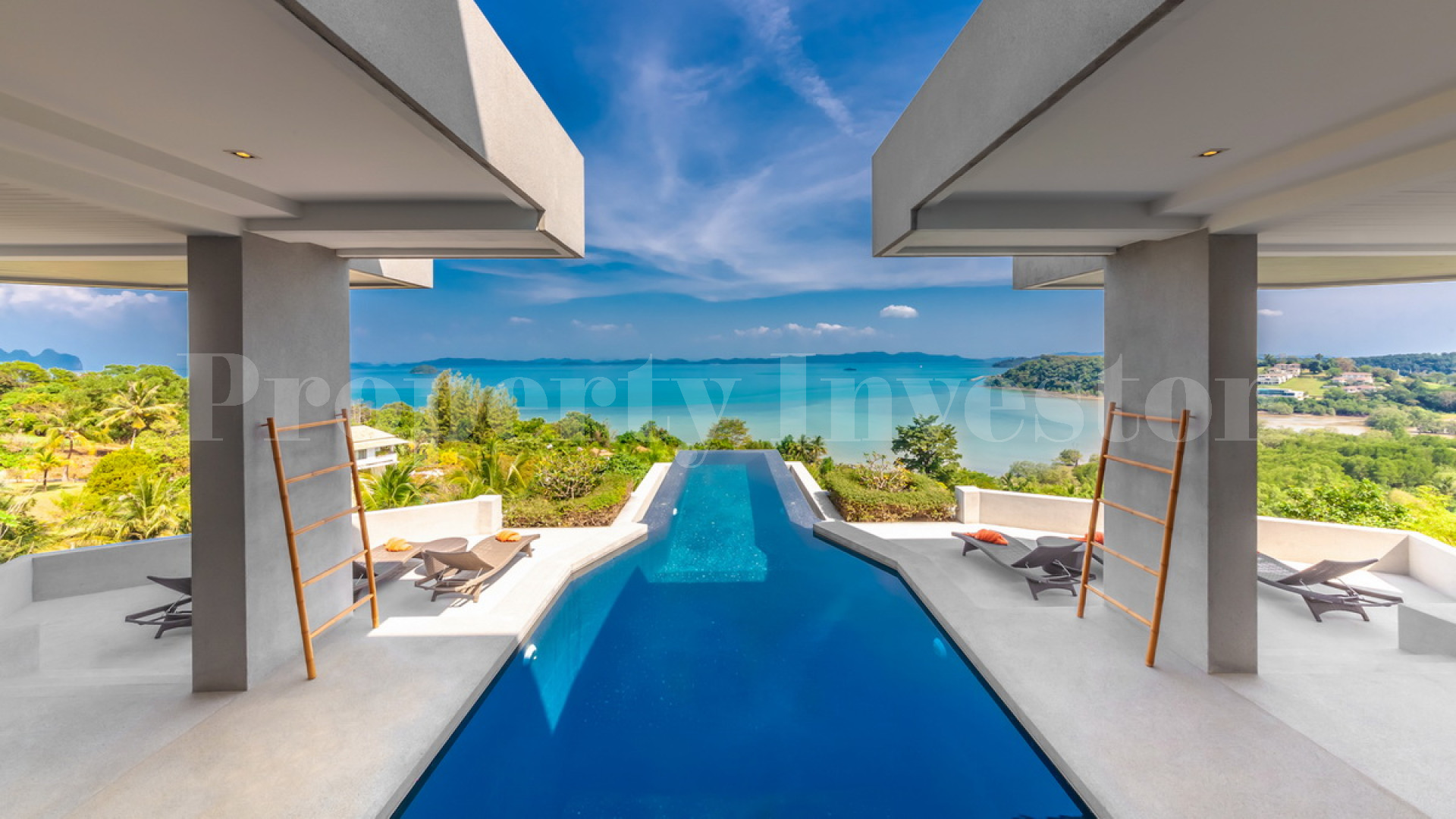 One-of-a-Kind 5 Bedroom Luxury Modern Minimalist Designer Villa with Amazing Extended Infinity Pool for Sale in Phuket