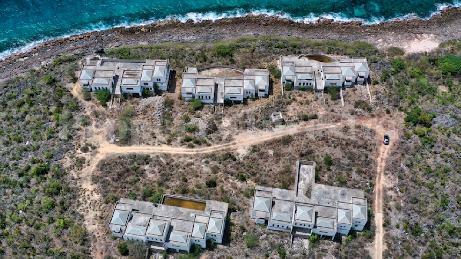 Well Located Development of 2.3 Hectares with 5 Unfinished Oceanfront Villas for Sale Near Shoal Bay, Anguilla