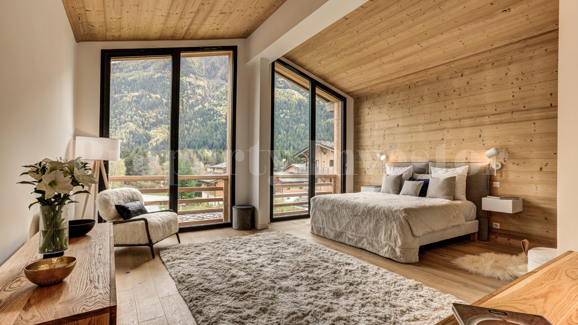 Красивые роскошные апартаменты на 4 спальни с видом на горы в Шамони-Монблан, Франция