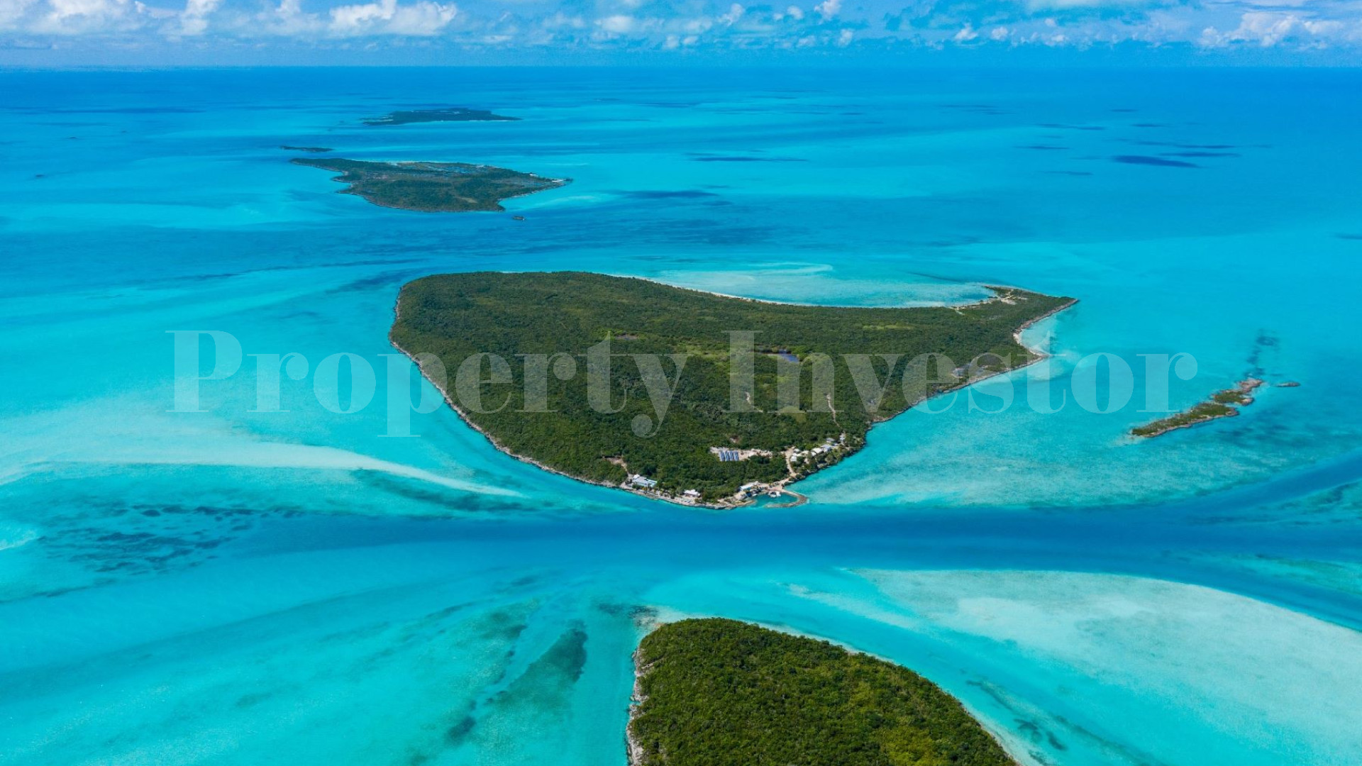 Частный автономный остров 104 гектара и резиденция с солнечными системами и батареями на Эксума-Кейс, Багамы